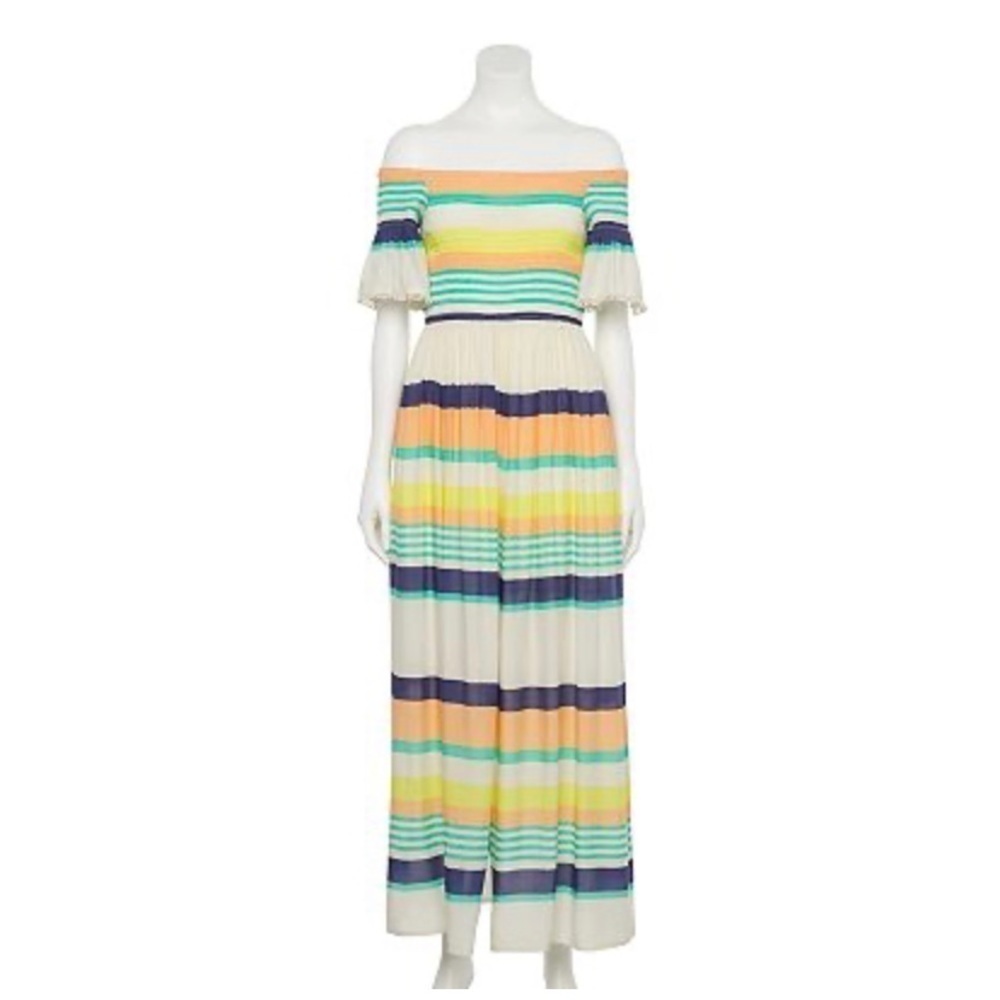 Juniors Hint of Mint Striped Maxi Dress Size XL